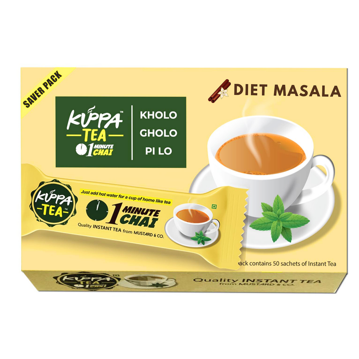 Diet Masala Sugarless Instant Tea Premix by Kuppa Tea pack of 30