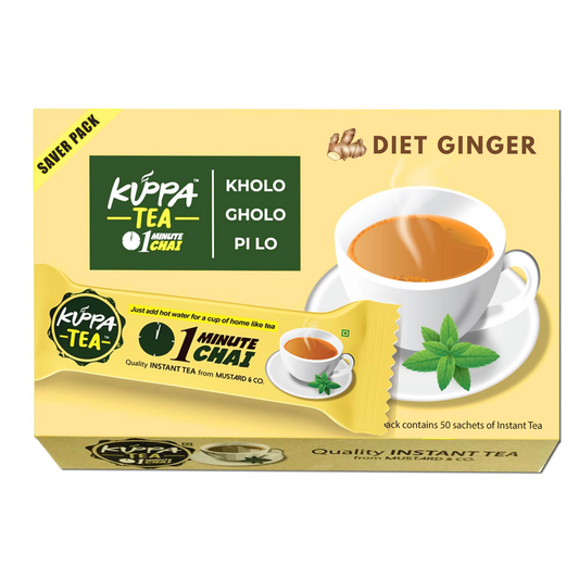 Diet Ginger Sugarless Instant Tea Premix by Kuppa Tea pack of 30