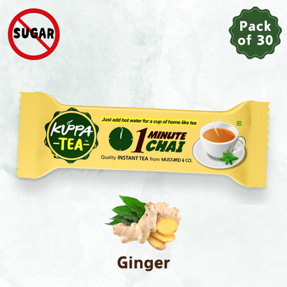 Ginger Sugarless Instant Tea Premix Sachets (Pack of 30) With Free Cups